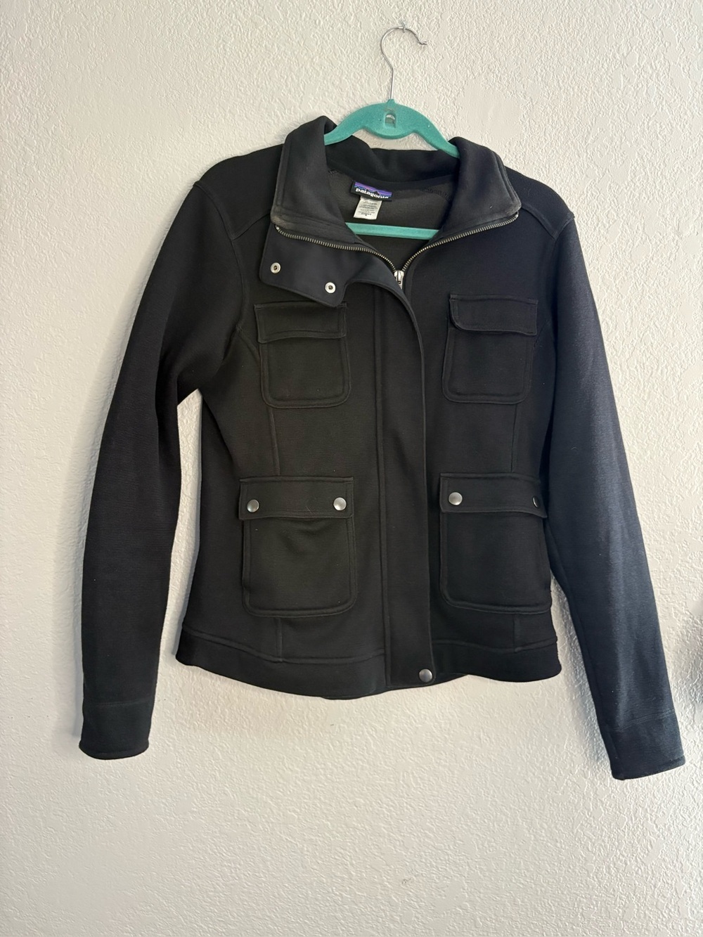 Patagonia Better Sweater Knit Jacket Utility Moto Military Black Elbow Patches
